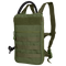 The Condor Tidepool Hydration Carrier in Olive Drab features MOLLE webbing, a zipper pocket, adjustable shoulder straps, and a black hydration tube on the side.